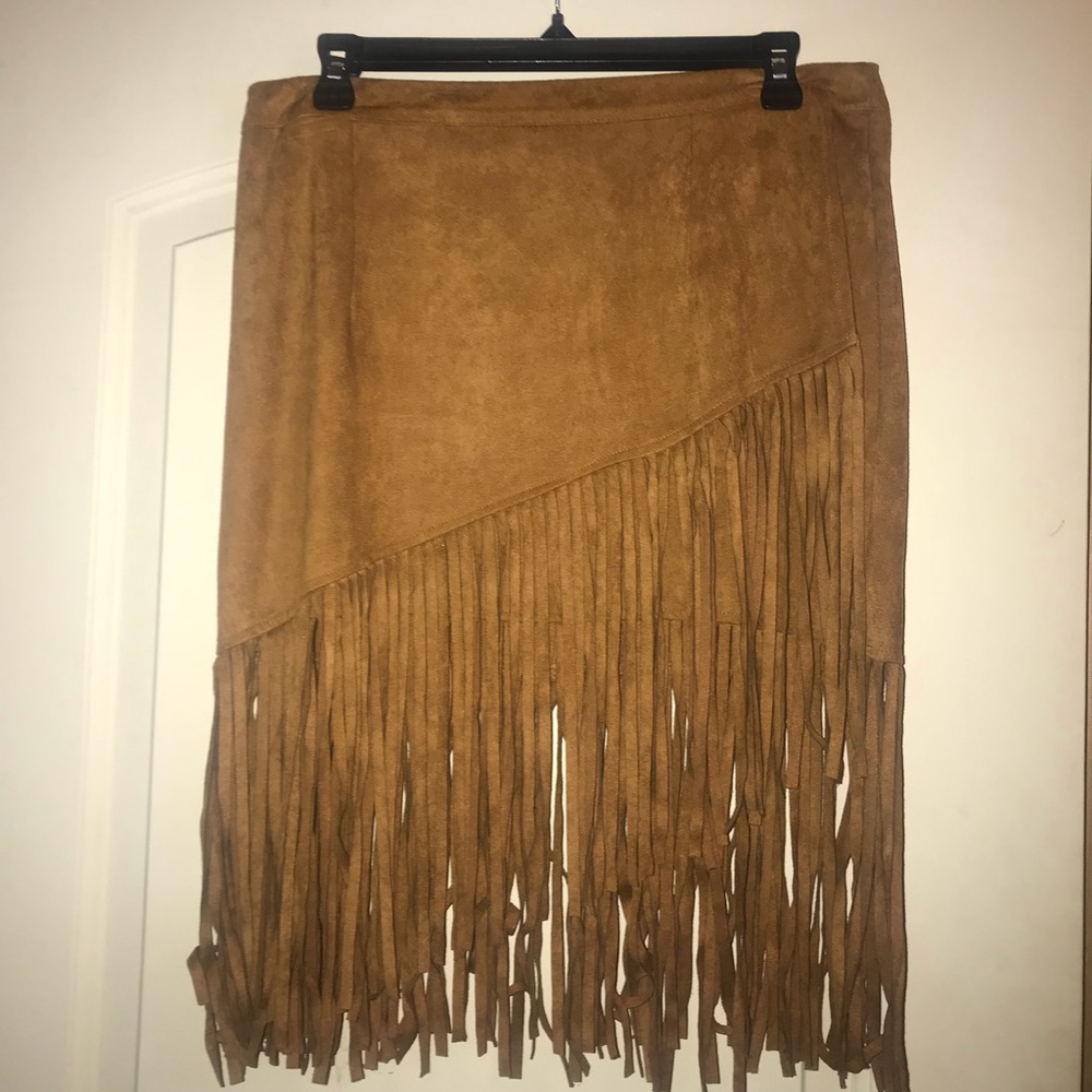 Muleskin fringe skirt